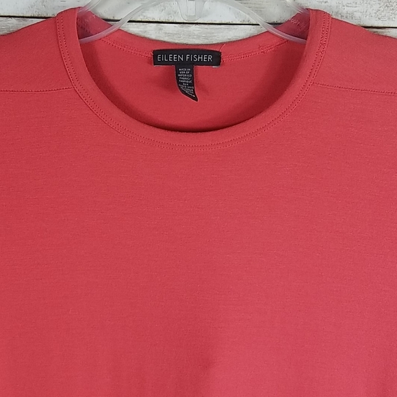 Eileen Fisher, women's Coral dress, round neck, short-sleeves, Sz XS/TP - Picture 5 of 7